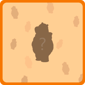 Quadrado laranja, que simboliza um item do jogo da memória por virar. No centro encontra-se a silhueta de um urso.